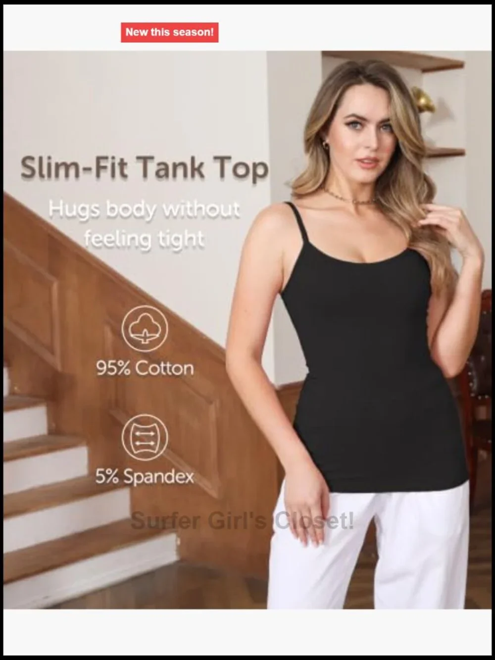 Slim-Fit Camisole 4-Pack Adjustable Spaghetti Strap Cotton Spandex